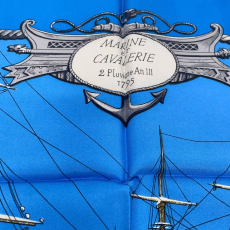 未使用級 HERMES エルメス カレ90 MARINE ET CAVALERIE 海と騎兵隊