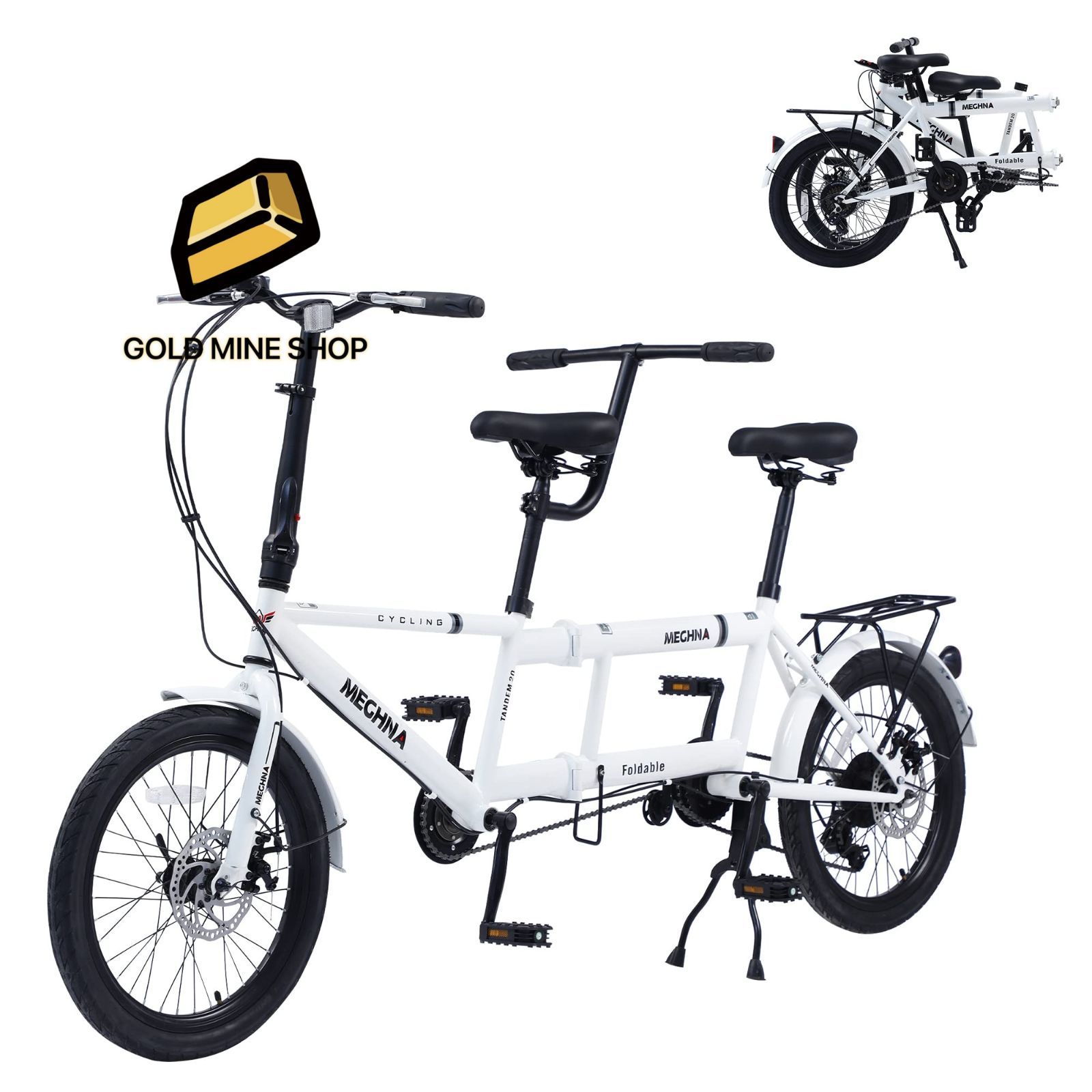 折りたたみ式タンデムバイク ファミリータンデムバイク 大人2人用 調節 7速タンデム自転車 クルーザーバイク カップルライディング用