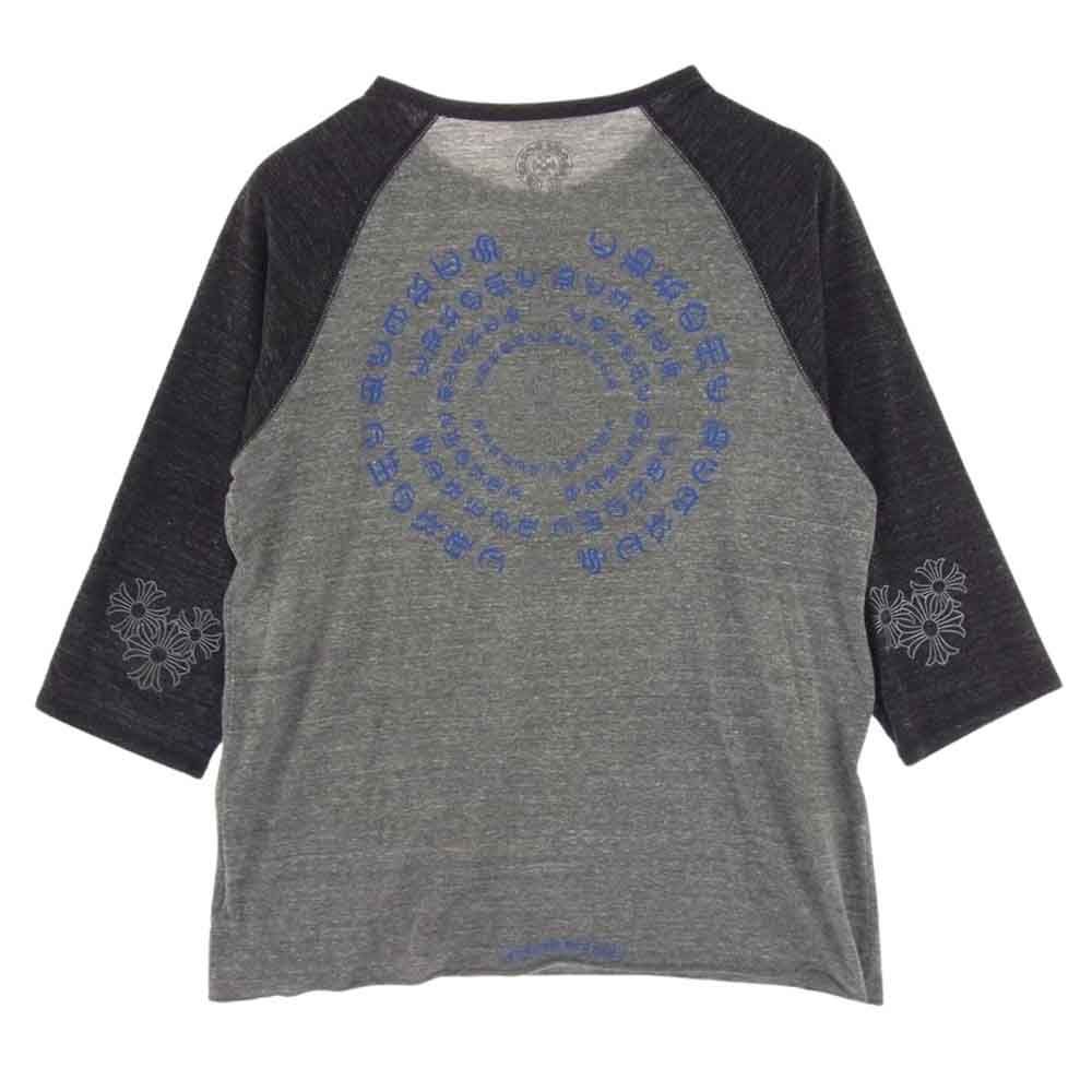 CHROME HEARTS クロムハーツ（原本無） Ｔシャツ サークルロゴ バックプリント CHプラス クォータースリーブ メランジ ラグラン Tシャツ グレー系 M【中古】