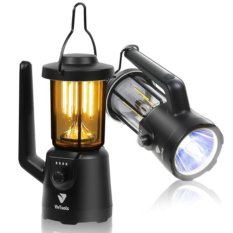 VivTools LEDランタン 【連続点灯最長240時間】ランタン 充電式 キャンプ ランタン 懐中電灯 Type-C 高輝度LED 防災 防水 非常用 スマホ充電 停電対策 災害 (ブラック)
