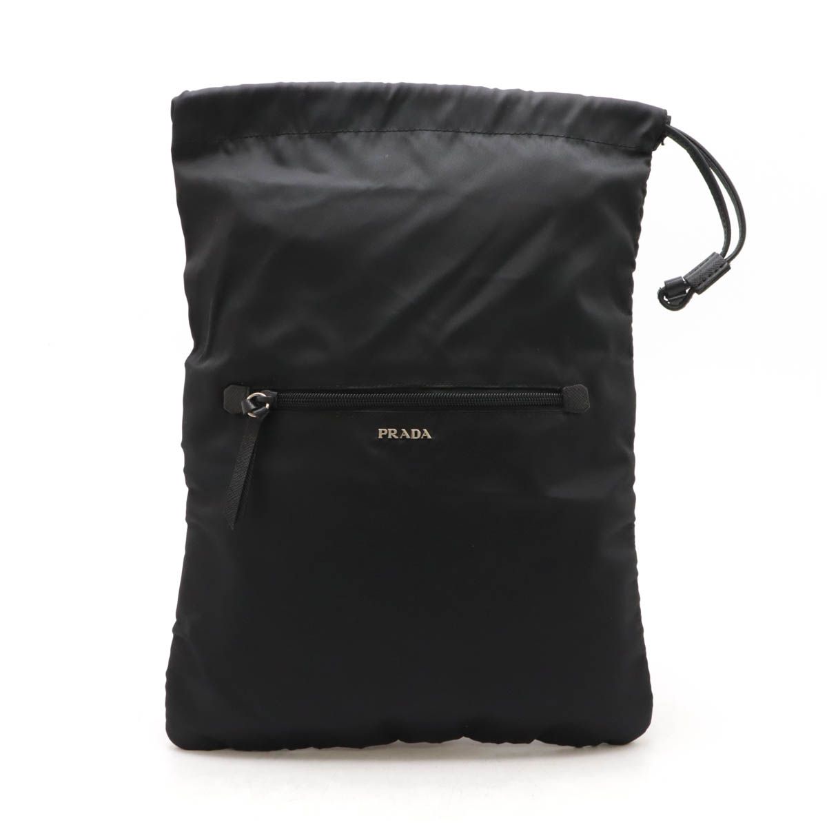 PRADA ブラック 巾着ポーチ 中古・古着通販】PRADA (プラダ) ナイロン巾着ポーチ ブラック