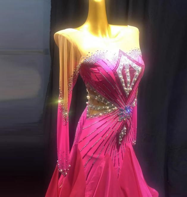 オーダーメイド 社交ダンス衣装 スタンダードドレス 羽根 カラー変更可