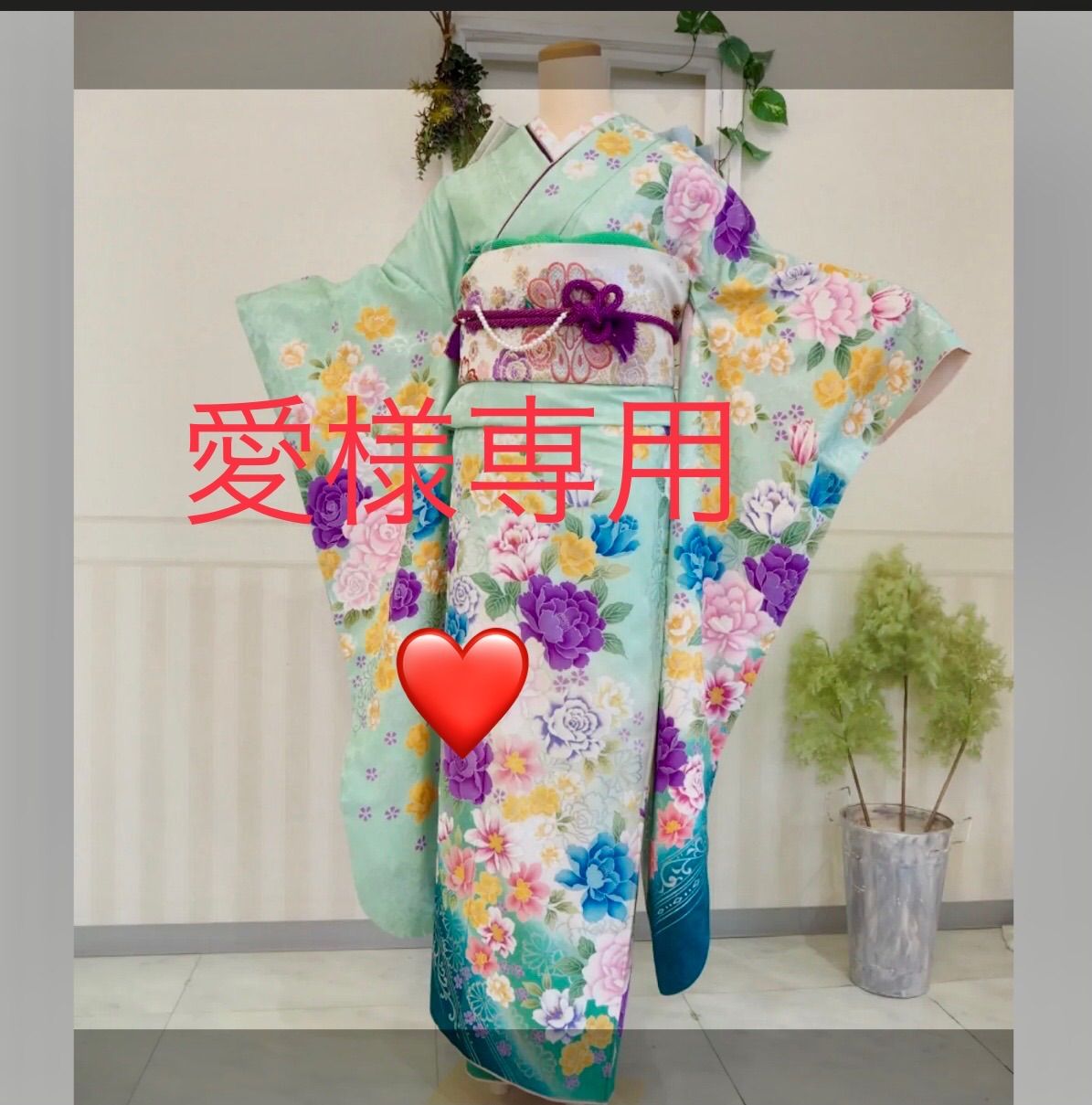 平和屋本店□極上 アンティーク 大正ロマン 振袖 駒刺繍 檜扇草花文