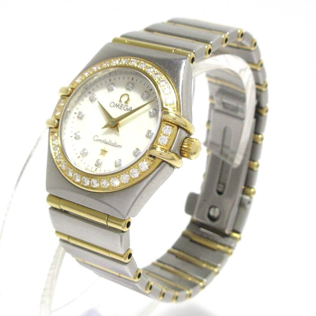 オメガ 腕時計 コンステレーション 1267.75.00 レディース SS×K18YG シェル文字盤 ダイヤベゼル 12Pダイヤインデックス ホワイトシェル