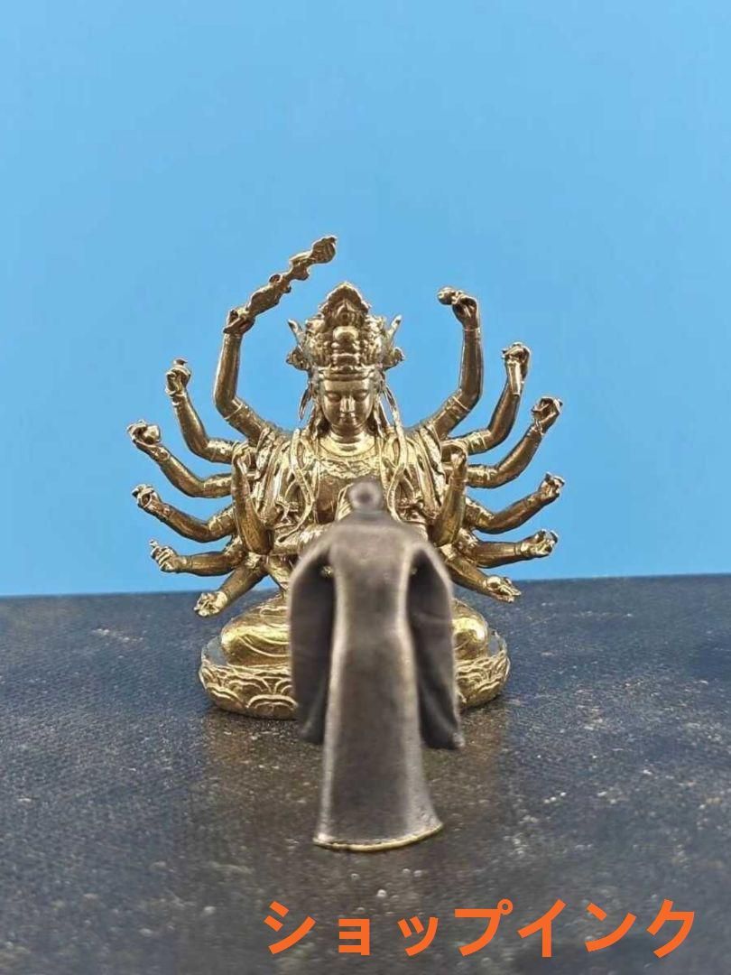 銅 細工 仏教美術 玄奘参詣準提菩薩仏像 禅意茶道 置物 装飾品