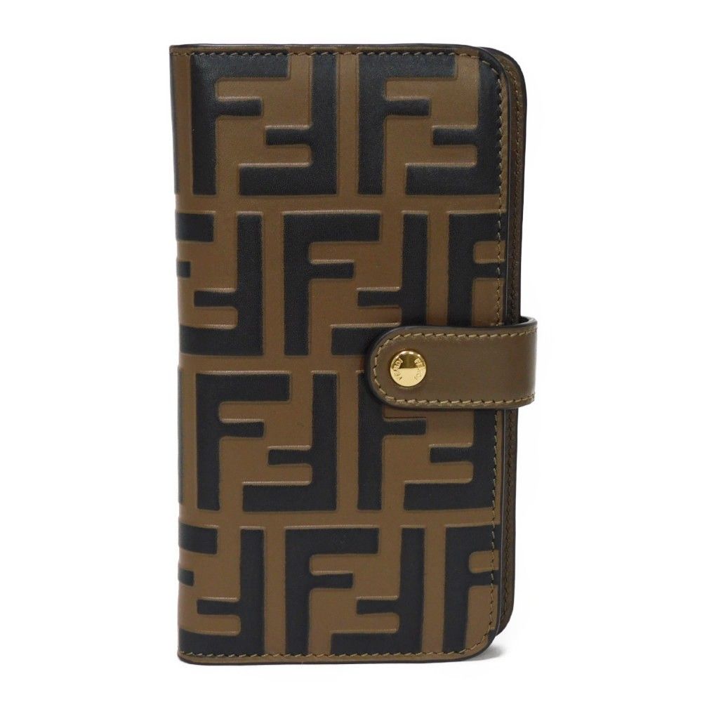 FENDI フェンディ iPhone 11 PRO ズッカ ブラウン ブラック FFロゴ エンボス 手帳型 スナップボタン FFダイヤモンド マヤ スマホケース 7AR918 AAFM F13VK