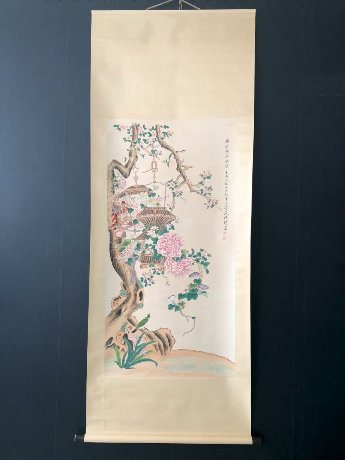 中国古美術.花鳥画.4尺純手描き作品.観賞品.文房置物.中国骨董25090703