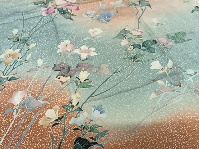 平和屋着物●訪問着　友禅　作家物　枝花文　暈し染め　正絹　逸品　未使用　AAAY6438zg 平和屋着物○訪問着 友禅 作家物 枝花文 暈し染め 正絹 逸品 未使用