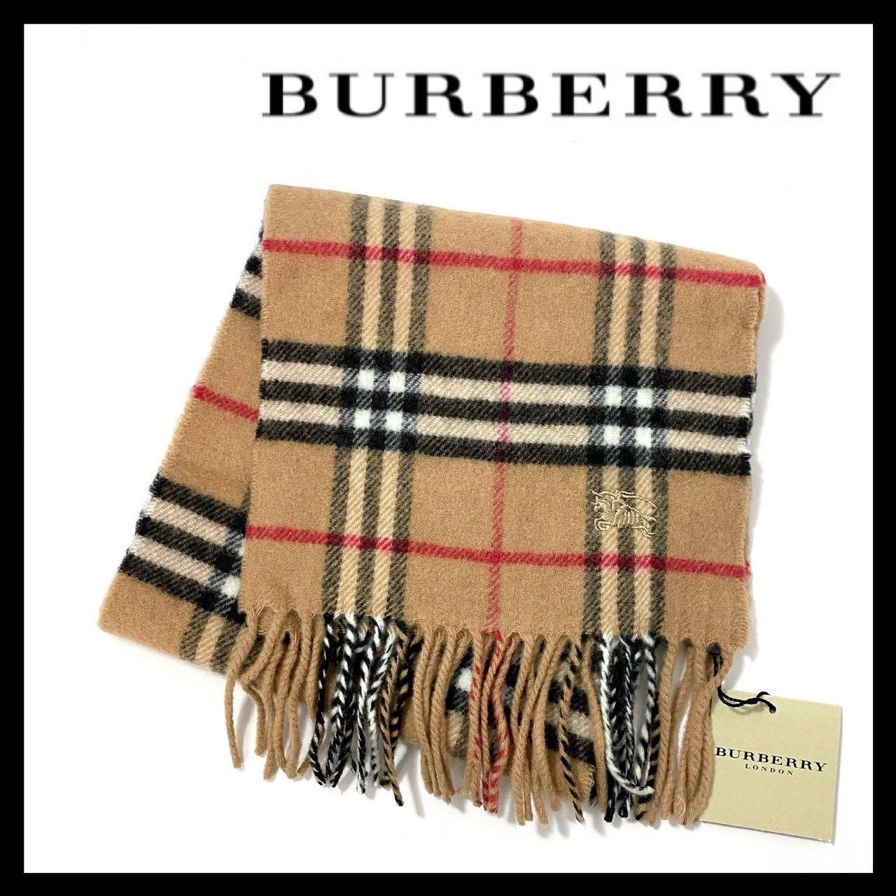 M BURBERRY ノバチェック マフラー メリノ ウール 90% カシミヤ 10% ベージュ ブラック|黒 レッド|赤 バーバリー LONDON|ロンドン MERINO WOOL CASHMERE 60716NM2
