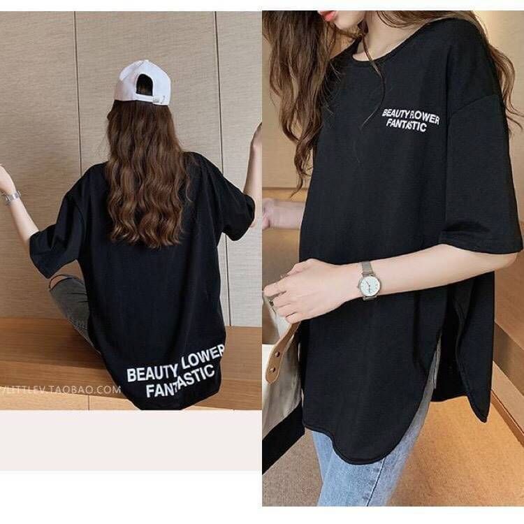 新品 ロゴTシャツ スリット オーバーサイズ ブラック SALE 韓国 - メルカリ