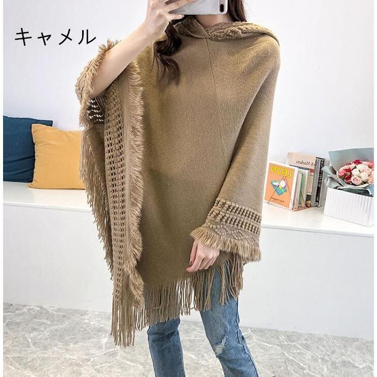 美品 クロエ ポンチョ ケープ 大判ストール フード付き ボーダー ウール ポンチョ レディース フード付 ストール 大判 チェック タータン