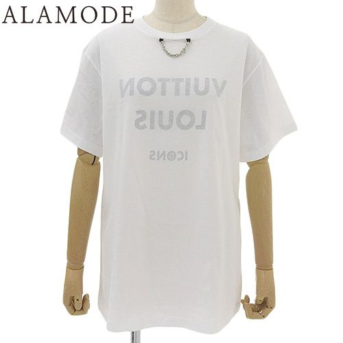 LOUIS VUITTON(ルイ・ヴィトン) 反転ロゴ プリント Tシャツ トップス アパレル 衣類 ロゴチェーン RW201WW XL コットン  ホワイト白 グレー レディース 40802114178【中古】【アラモード】 - メルカリ