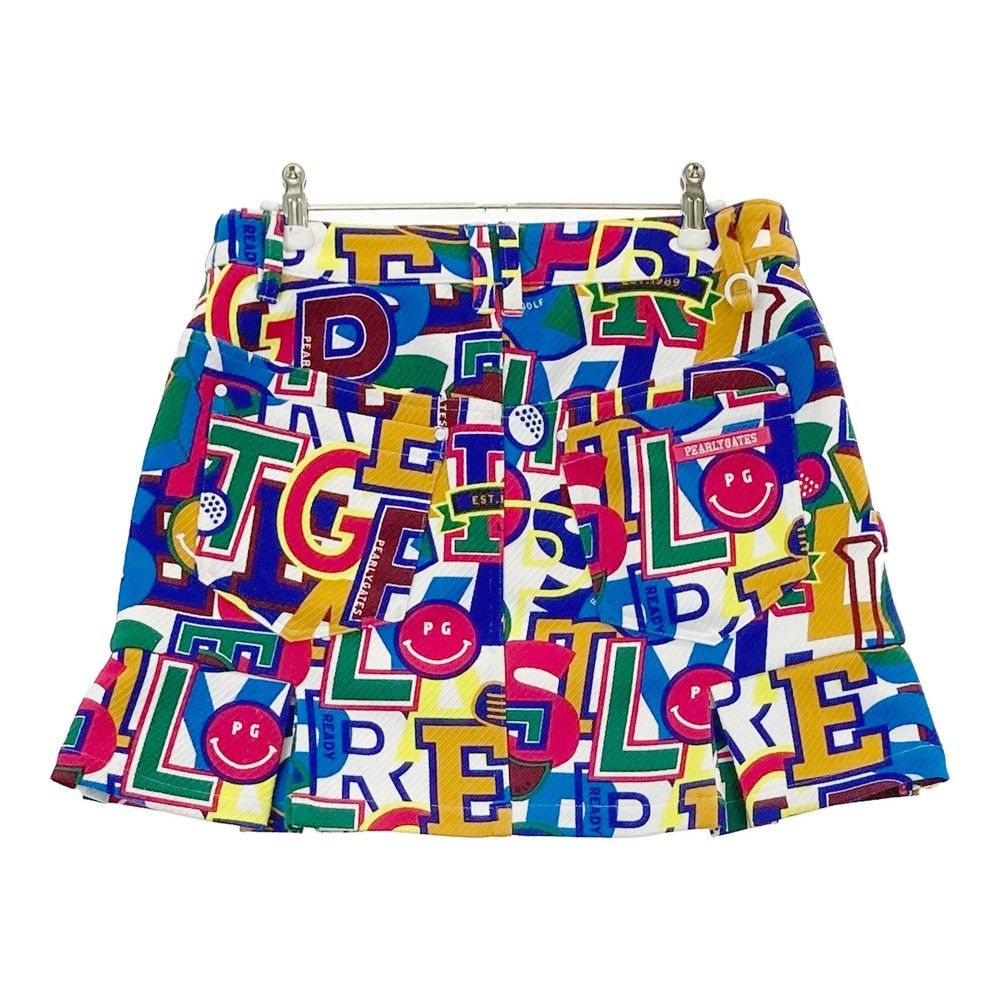 サイズ 1 PEARLY GATES パーリーゲイツ 2025年モデル ストレッチ プリーツスカート ニコちゃん 総柄 ホワイト系 240101142978 ゴルフウェア レディース ストスト USTAUSTRALIA_COM_AU