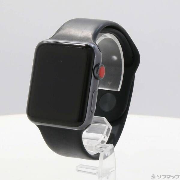 〔中古品〕 Apple Watch Series 3 GPS + Cellular 42mm スペースグレイアルミニウムケース ブラックスポーツバンド【247】