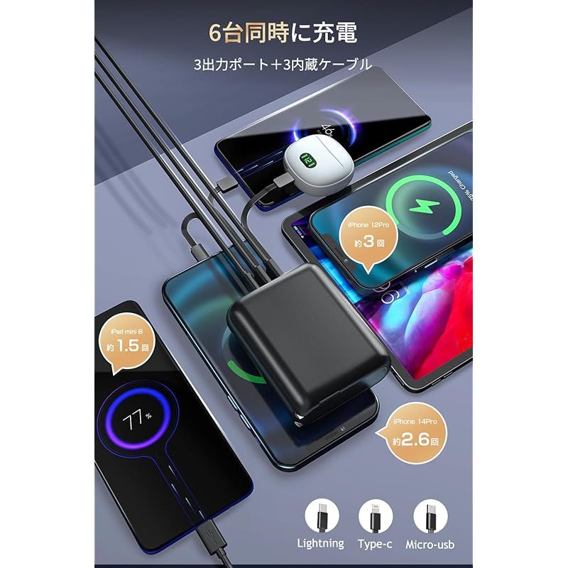 モバイルバッテリー 大容量 軽量 3台同時充電 (ブラック) 特価商品モバイルバッテリー 大容量 15000mAh \u0026 22.5W&frasl;PD20W 急速