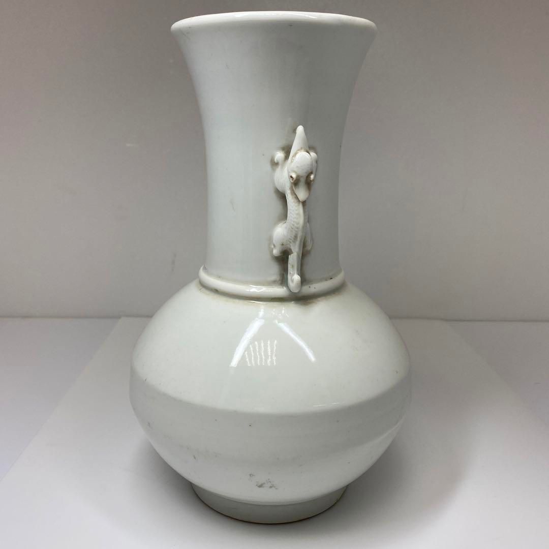 中国清時代 徳化窯双龍耳花瓶 高さ24.5㎝ 東Y6-