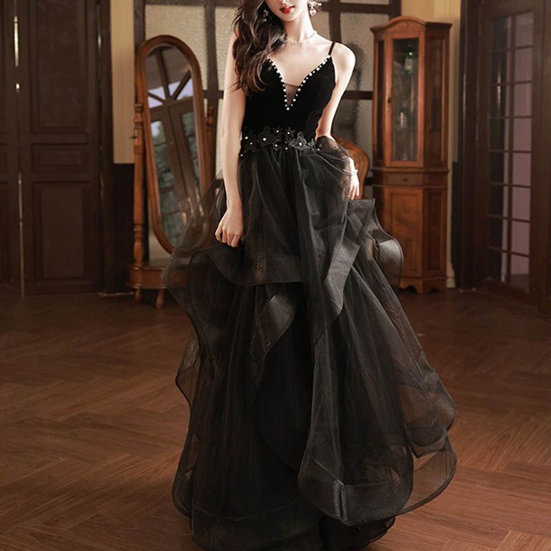 品質!! ウエディングドレス シフォン ブラック 結婚式 パーティー ドレス 商品No.K0069【購入商品】ウエディングドレス：スリム ホワイト