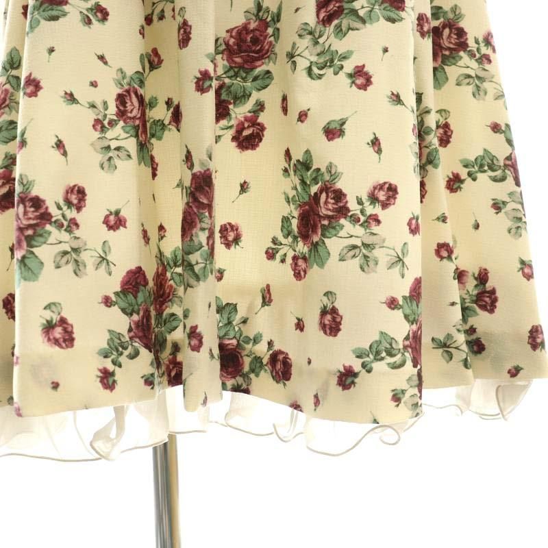 ✨貴重✨L‘EST ROSE レストローズ 花柄フリルミニワンピース レストローズ L'EST ROSE 花柄 裾フリル ワンピース ミニ 半袖 2