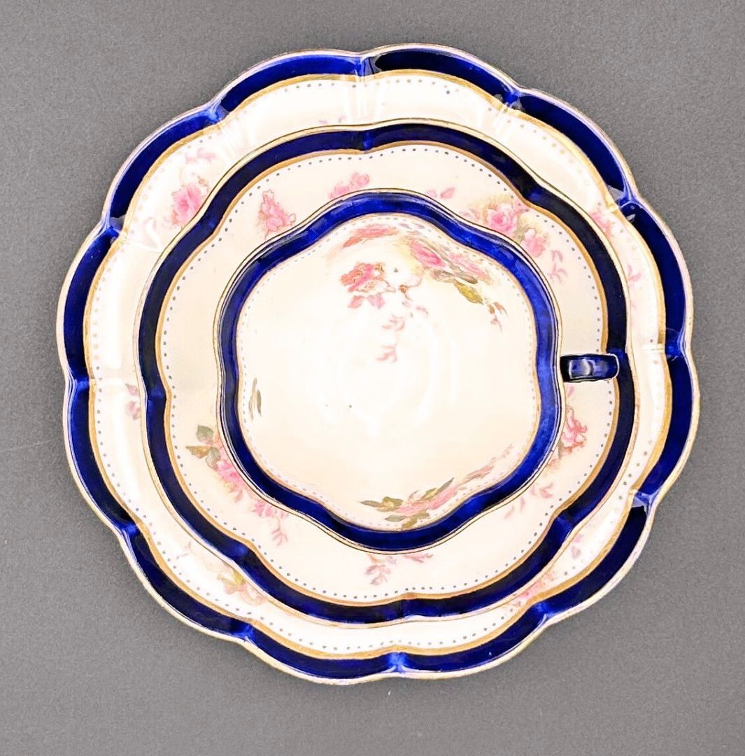 コバルト金彩 薔薇文