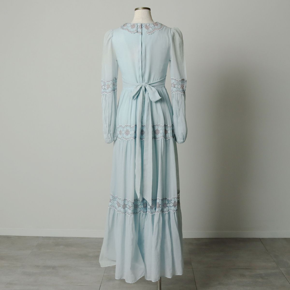 古着 70年代 ガンネサックス GUNNE SAX Jessica フリル付き マキシ丈 長袖 フ ワンピース レディースM相当 ヴィンテージ|eva003153