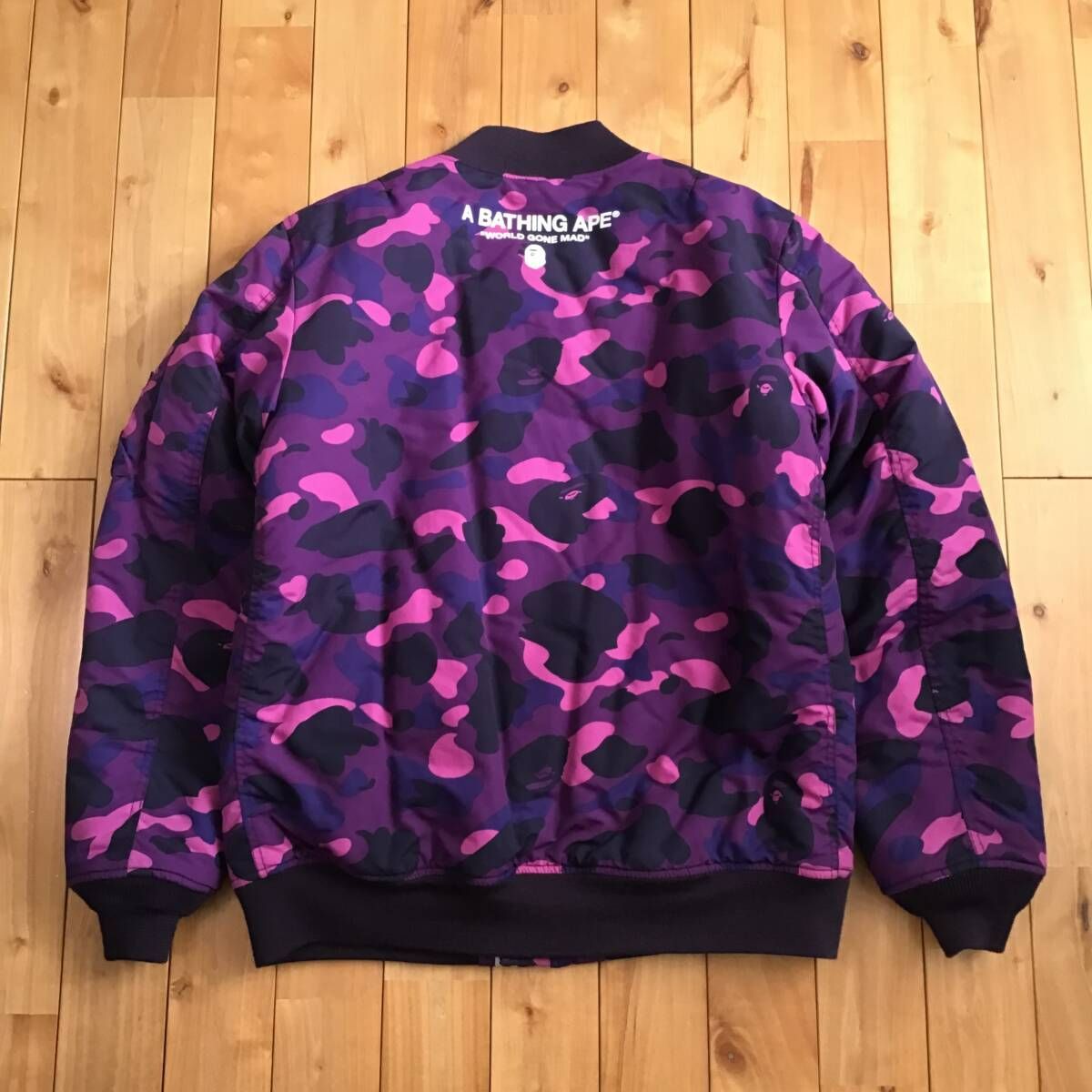 Purple camo MA-1 bomber jacket Lサイズ a bathing ape BAPE