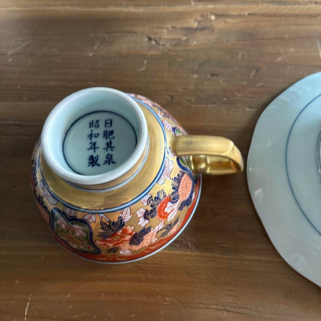 日肥其泉 昭和年製 カップ&ソーサー ゴールド 花柄 金 和柄 豪華 日肥