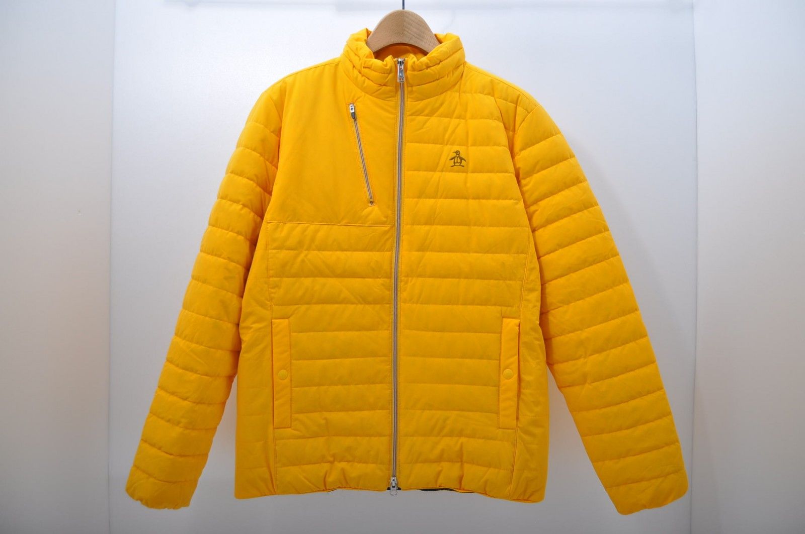中古 メンズ マンシングウェア Munsing wear ダウンジャケット L 黄 イエロー ダブルジップ アウター 防寒