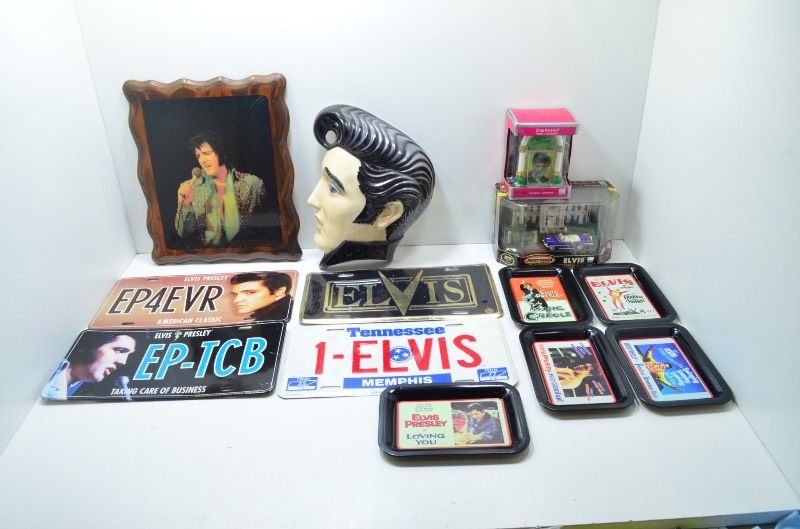 送料無料 エルビスプレスリー Elvis Presley グッズ セット フィギュア 額縁 ナンバープレート トレー 雑貨