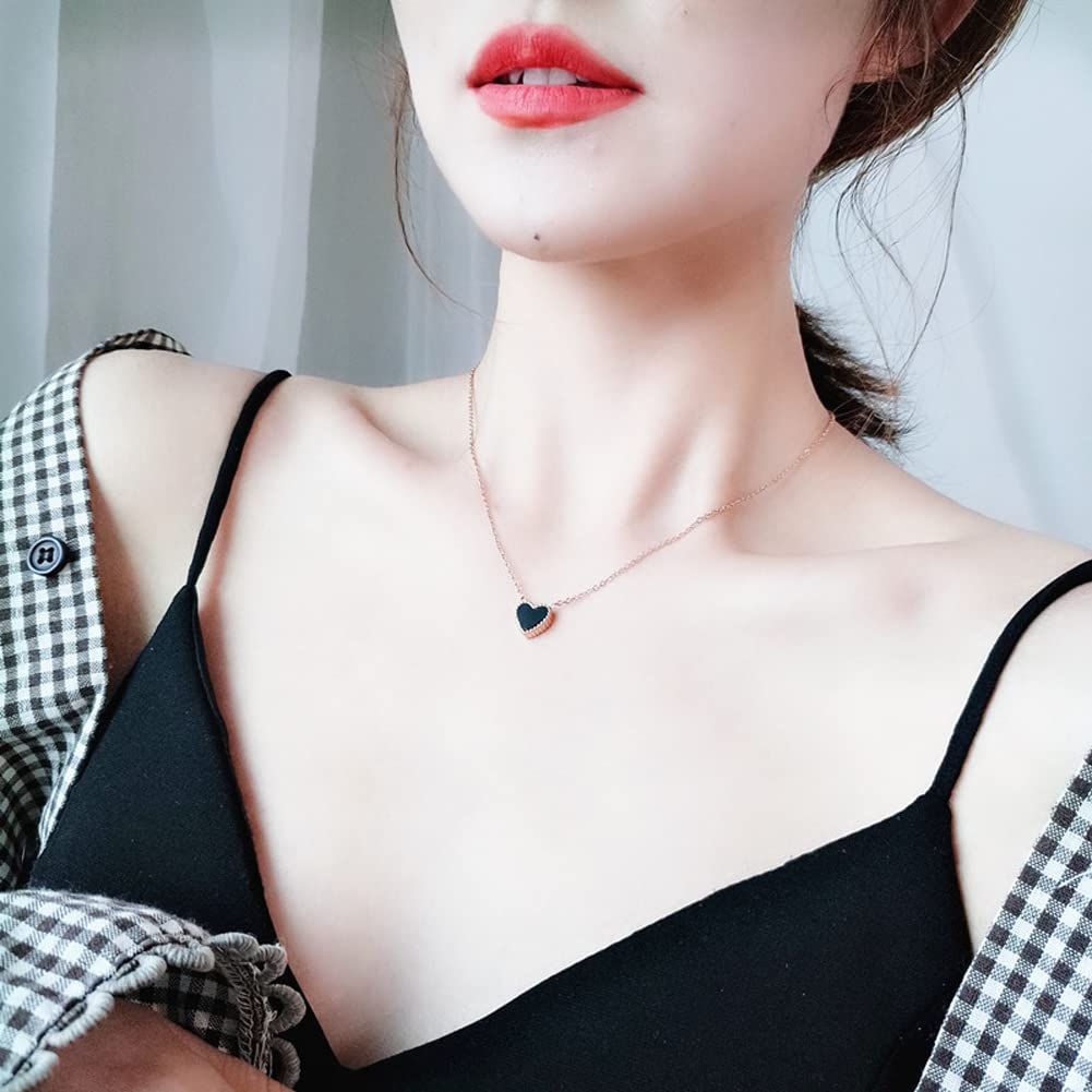  ハート ブランド ネックレス ペンダント レディース ジュエリー おしゃれ 赤 ステンレス Rockyu 友達 ネックレス アクセサリー