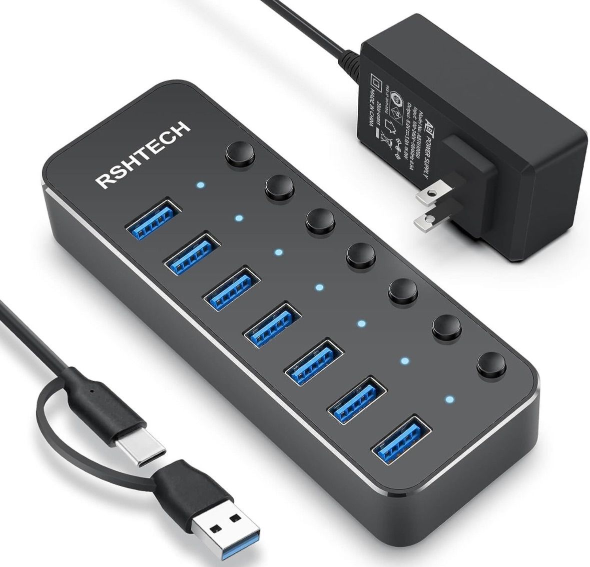 USB ハブ 3.0 16ポート アルミ製 USB Hub 100W 高速転送 Amazon | ROSONWAY USB ハブ 3.0 16ポート アルミ製 USB Hub 100W