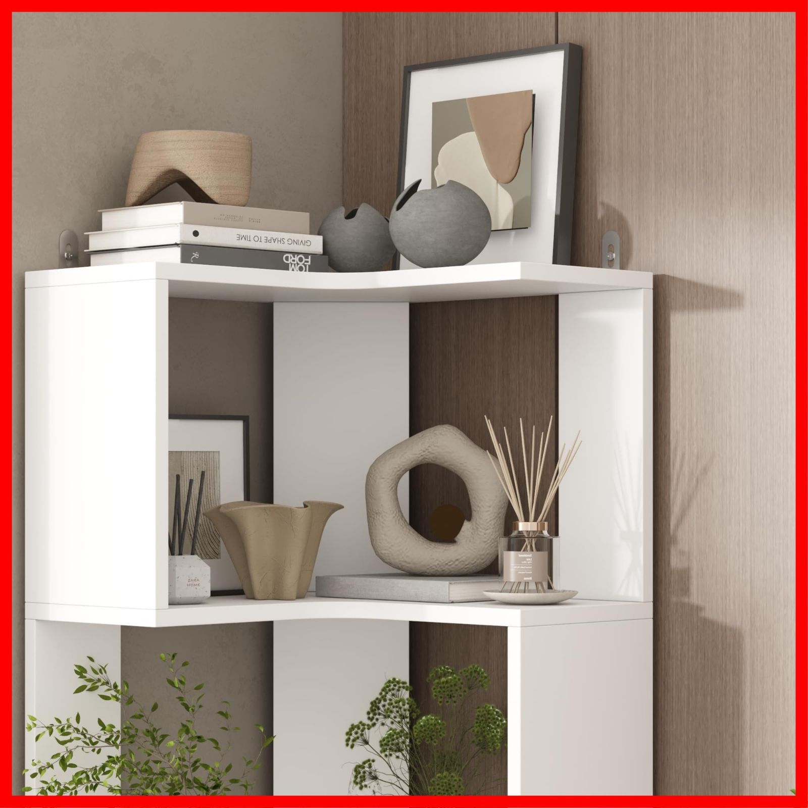 コーナーシェルフ オープンシェルフ・ラック ホワイト おしゃれ ハイ