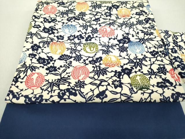 平和屋着物○塩瀬 全通柄九寸名古屋帯 型染 鶴の丸 吉祥花文