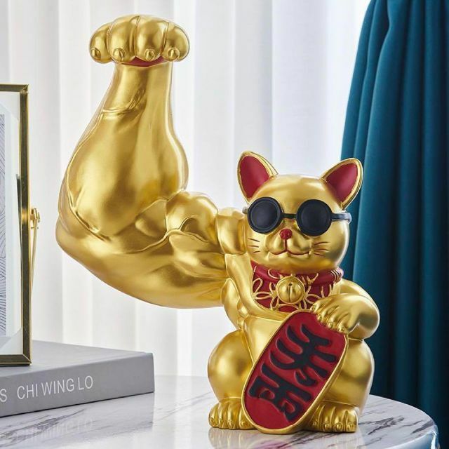 新品未使用BIG32cm ムキムキゴールド マッスル『千両』 招き猫可愛い置物 筋肉オブジェ 大きい おもしろい おしゃれ 引越し祝い 風水 開運 縁起物 玄