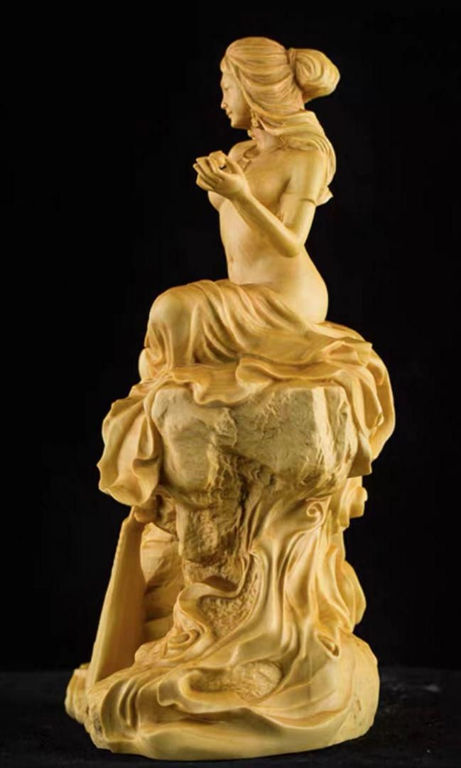 木彫仏像 七福神弁財天女神座像 崖柏 財神 彫刻 一刀彫 仏師で仕上げ 木彫仏像 七福神弁財天女神座像 崖柏 財神 彫刻 一刀彫 仏師で