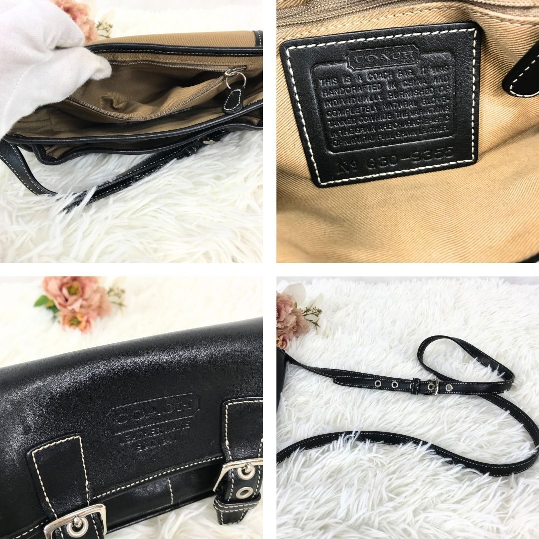COACH コーチ ショルダーバッグ レザー 黒 ブラック 品番9355 斜め掛け