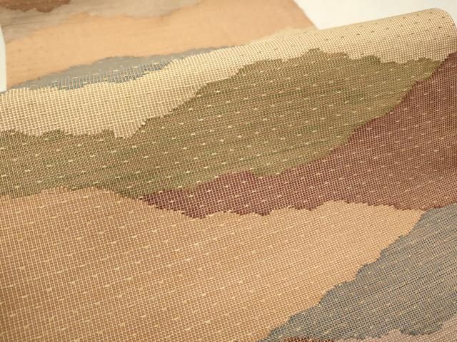 平和屋着物○九寸開き名古屋帯 霞文 たとう紙付き 正絹 逸品