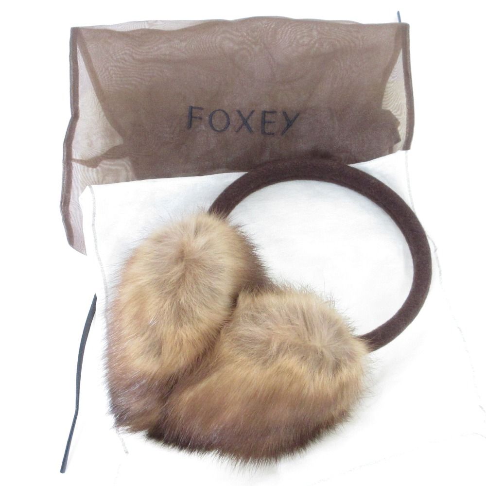FOXEY フォクシー ロシアンセーブルファー イヤーマフ イヤーマフラー ブラウン レディース 古着