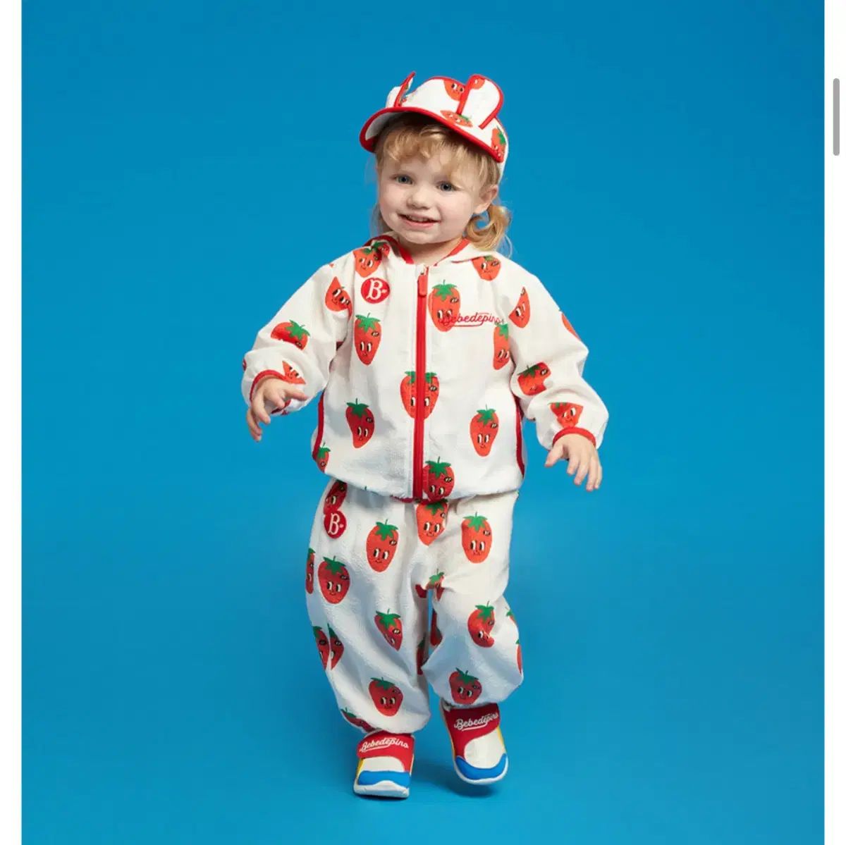 新商品 | BEBE DE PINO ベベデピノ いちご シアサッカー セットアップ トップ 90 ボトムス