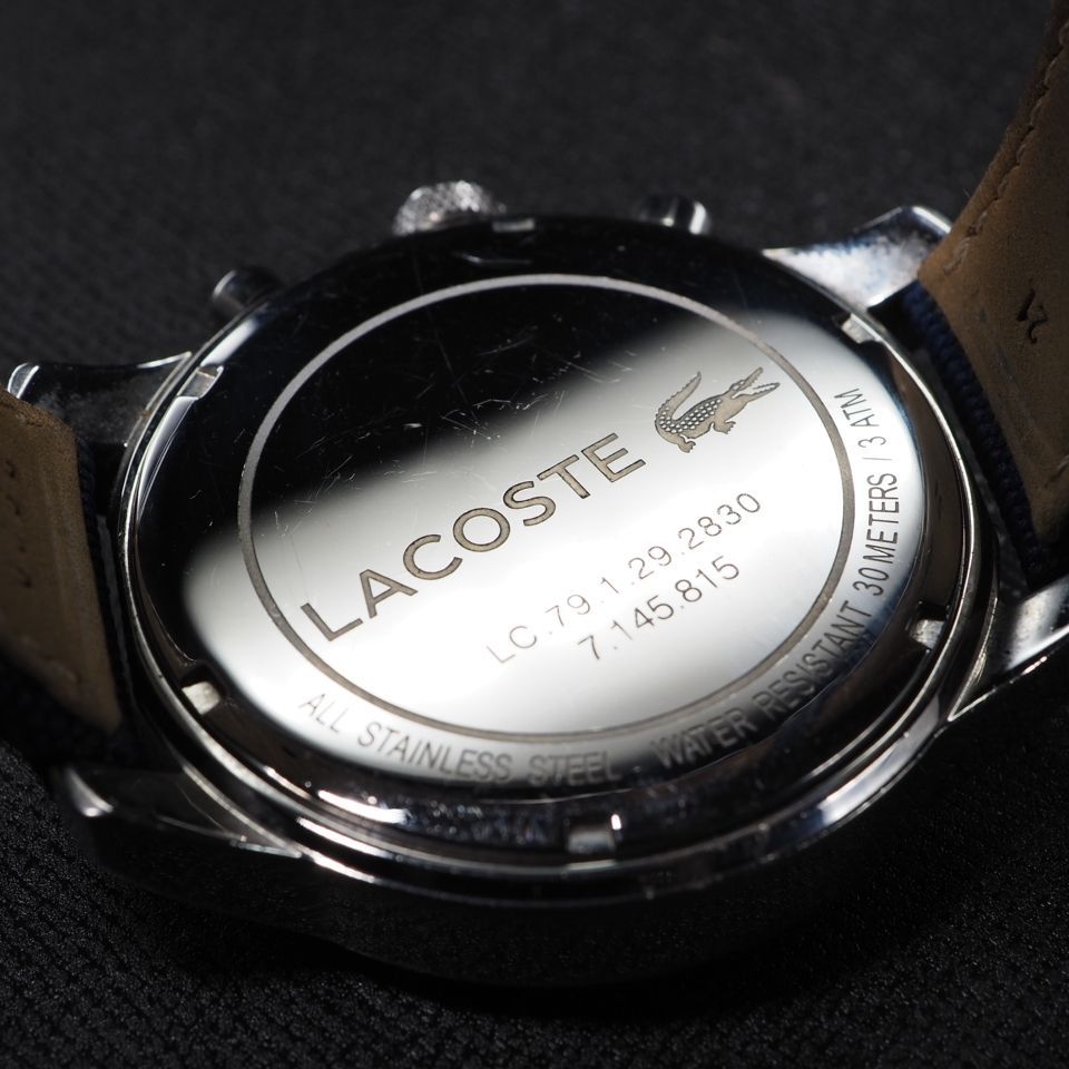 LACOSTE】 ラコステ LC.79.1.29.2830 クロノグラフ 青 スポーティ USED