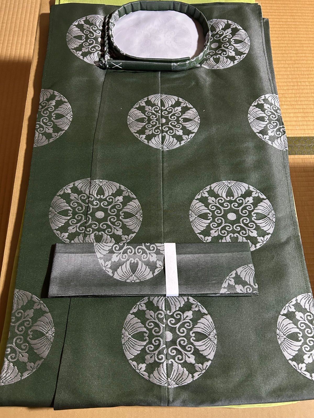 狩衣 化繊 冬 左右紐 萌黄 白 雲鶴紋