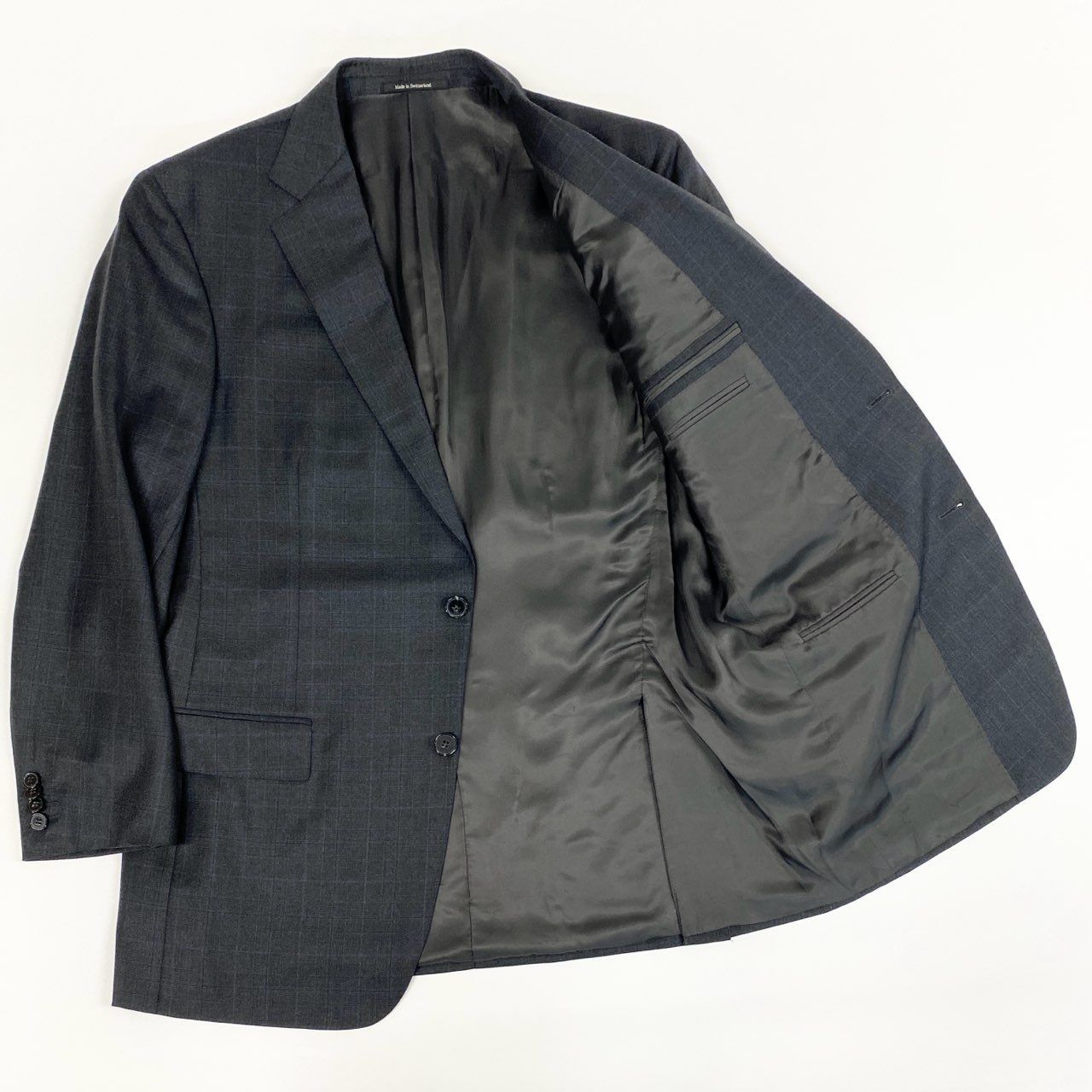 12i25 Ermenegildo Zegna エルメネジルドゼニア TROFEO シングルスーツ セットアップ ビジネス 221224 サイズ52R グレー チェック ウール メンズ 大きいサイズu02t