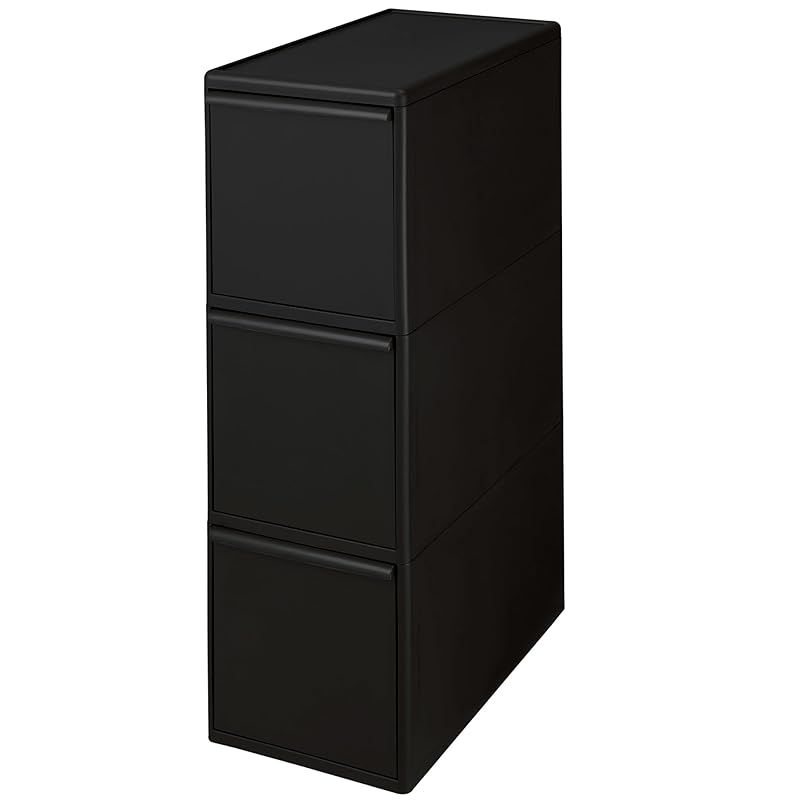 ライクイット like-it フタ付きゴミ箱 分別引出しステーションワイド3段 約幅255mm ブラック 約60L 日本製 BW-3 引出し分別ペール 大容量 多分別 ダストボックス