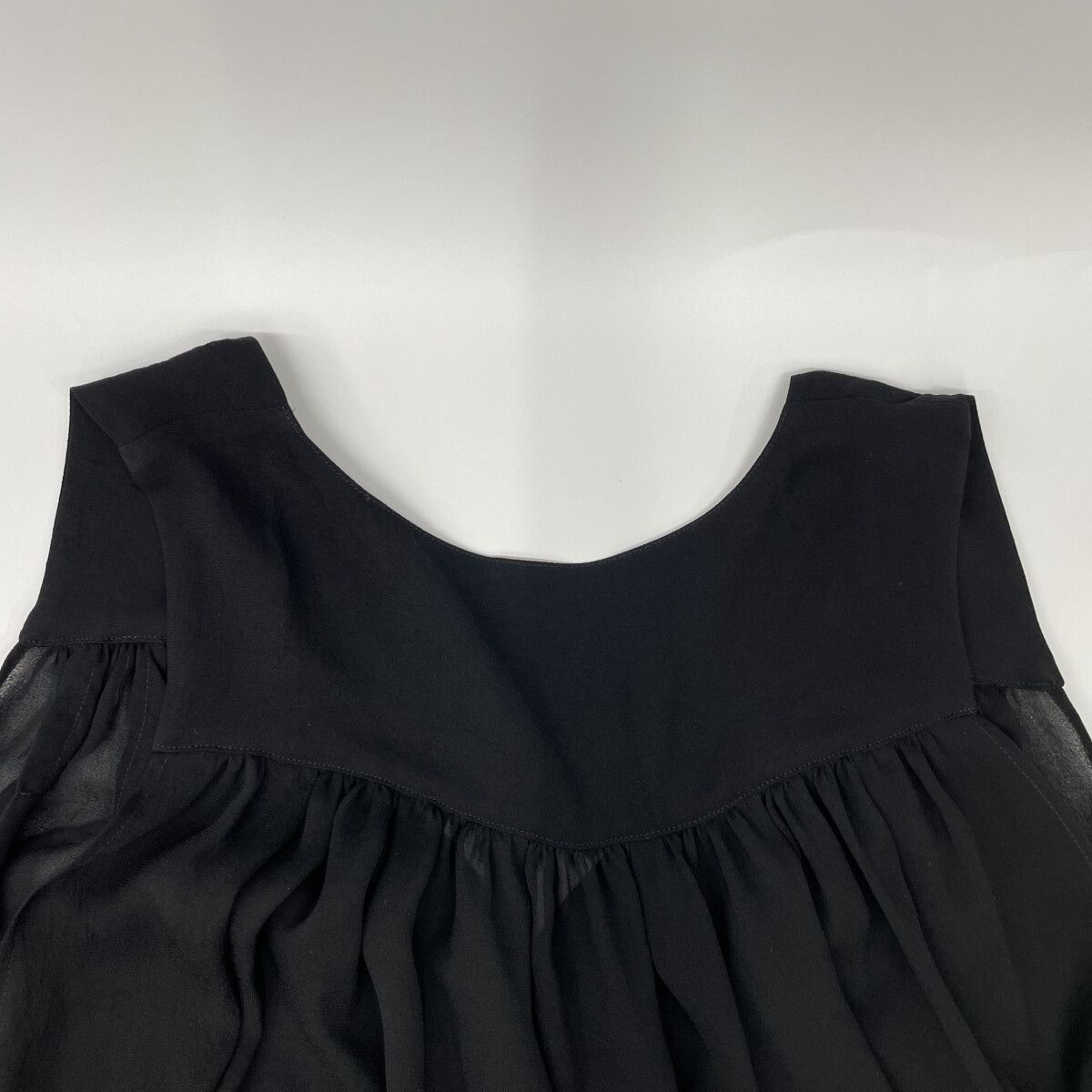 Deuxieme Classe ドゥーズィエムクラス 25-040-500-4010 25年製 ブラック トリアセシフォン Vネック ワンピース F