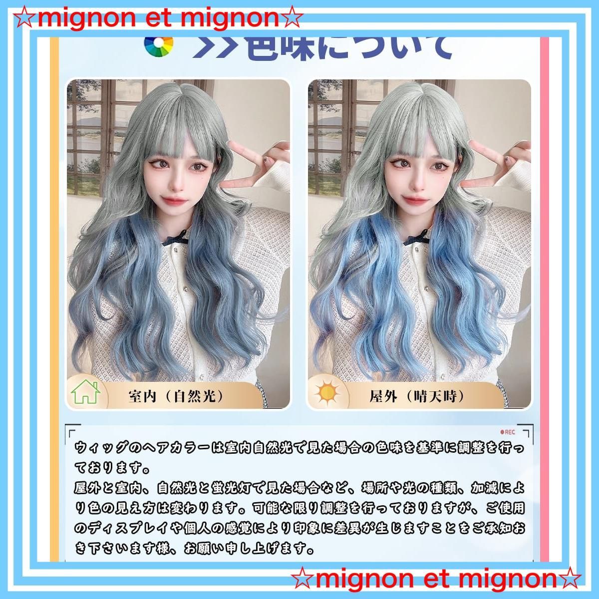 スピード発送】かつら ファッションウィッグ wig ウェーブ レディース ロングヘアー フルウィッグ カール 日常 ブルー インナーカラー 耐熱  巻き髪 グレー パーマ ロング Aisiqueensウィッグ - メルカリ