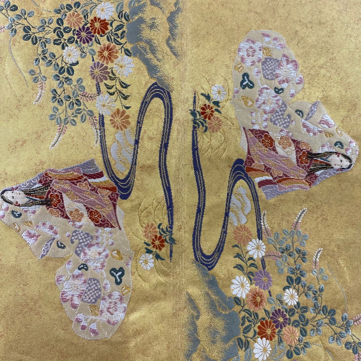 長嶋成織物瀞本金袋帯 袋帯 名品 長嶋成織物 落款 本金箔 瀞金錦 関西仕立て 王朝花苑