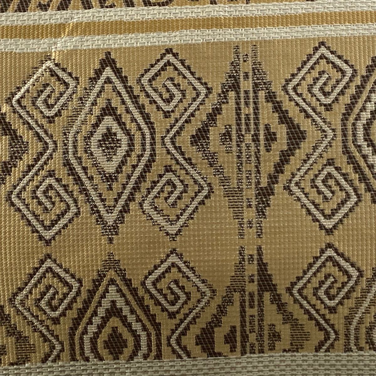 名古屋帯 秀品 八寸名古屋 菱 縞 薄茶色 正絹