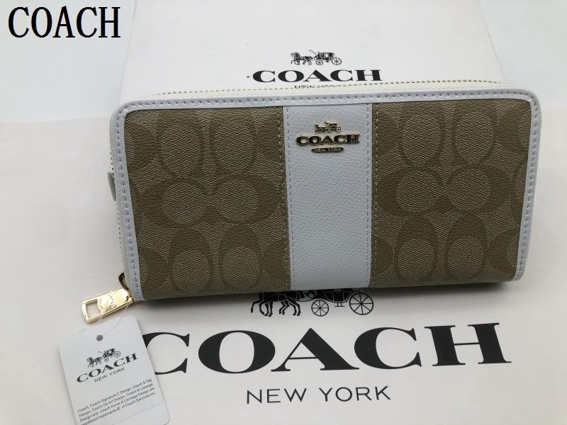 コーチ 財布 COACH 長財布 シグネチャー アコーディオンラウンドジップウォレット レディース  財布 贈り物F52859 a307C新品 未使用  xj0001