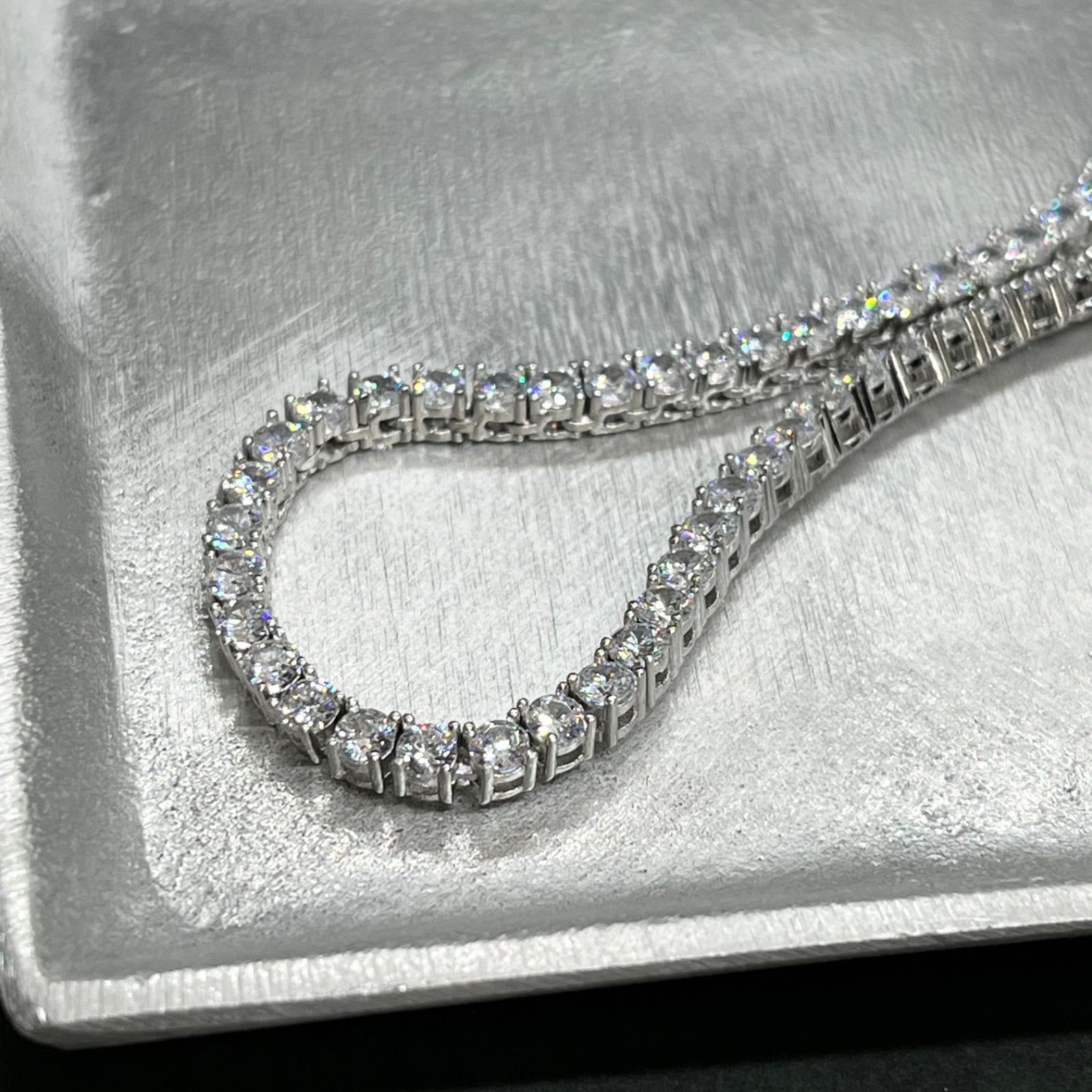 シルバー silver925 3㎜18インチ ジルコニア ダイヤ テニスチェーン