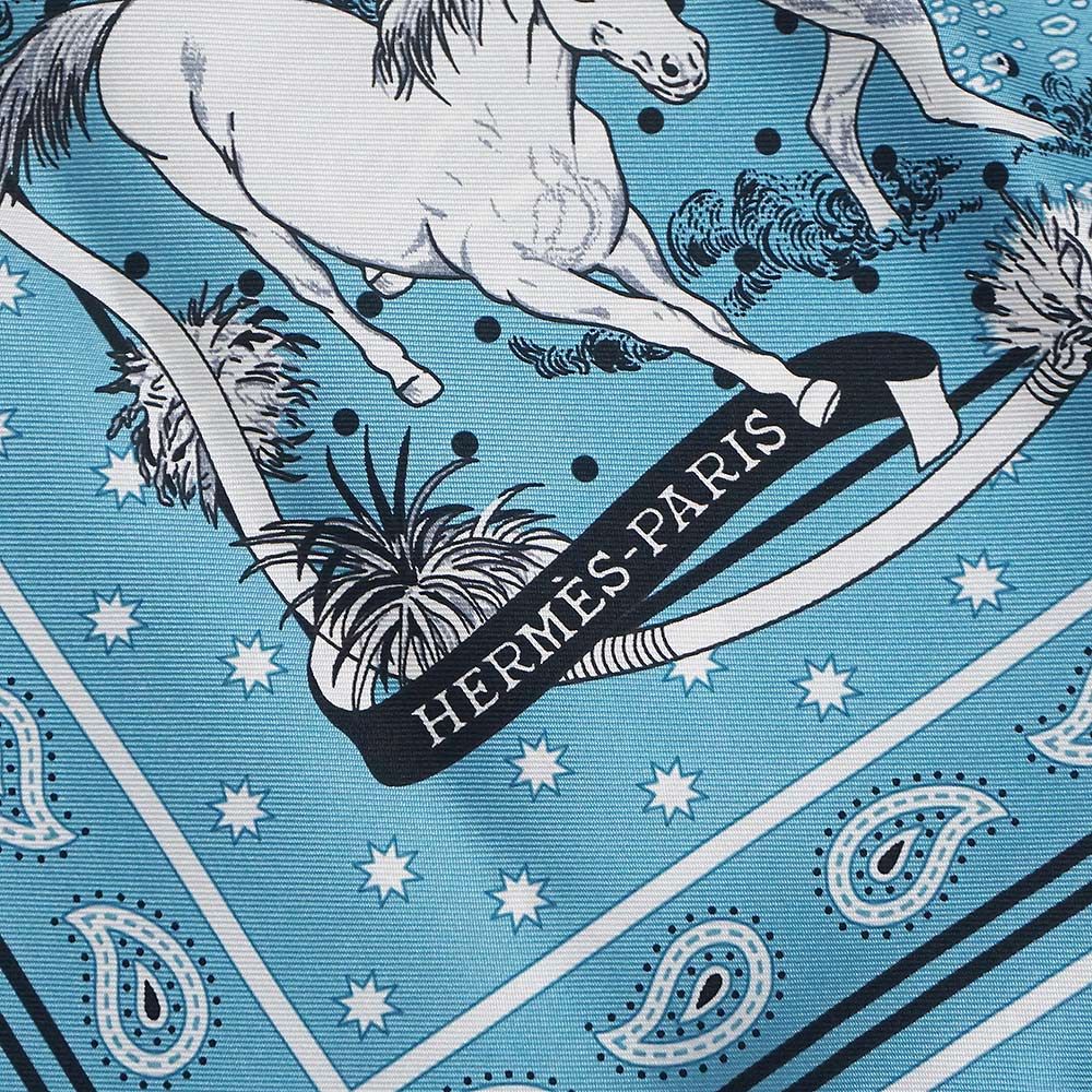 エルメス カレ 55 バンダナ Les Mustangs Bandana 野生馬 スカーフ 