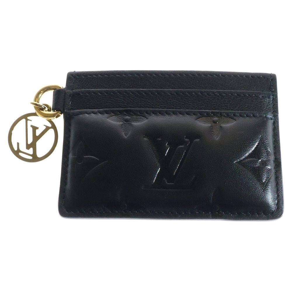 LOUIS VUITTON ルイヴィトン ポルトカルト クッサン モノグラム エンボスレザー LVチャーム カードケース ゴールド金具 ブラック M82748